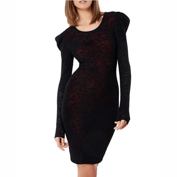 Milly Pointelle Lace Long-Sleeve Draped-Shoulder S - Picture 1 of 4